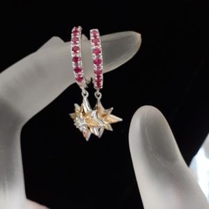 Capt Marvel 925 Silver Earrings Swarovski Ruby CZ